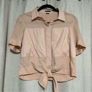 Theory Light Peach Tie-Front Blouse